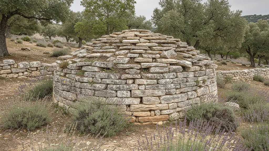 Cabane traditionnelle en pierre sèche (borie) dans la garrigue provençale près de Gordes