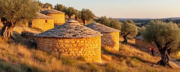 Vue panoramique du Village des Bories avec ses cabanes en pierre sèche dans le Luberon provençal